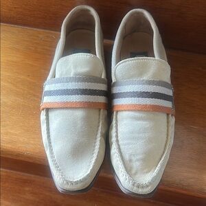Dolce&Gabbana Men's Beige Suede  Loafers with Striped Accent Size 42